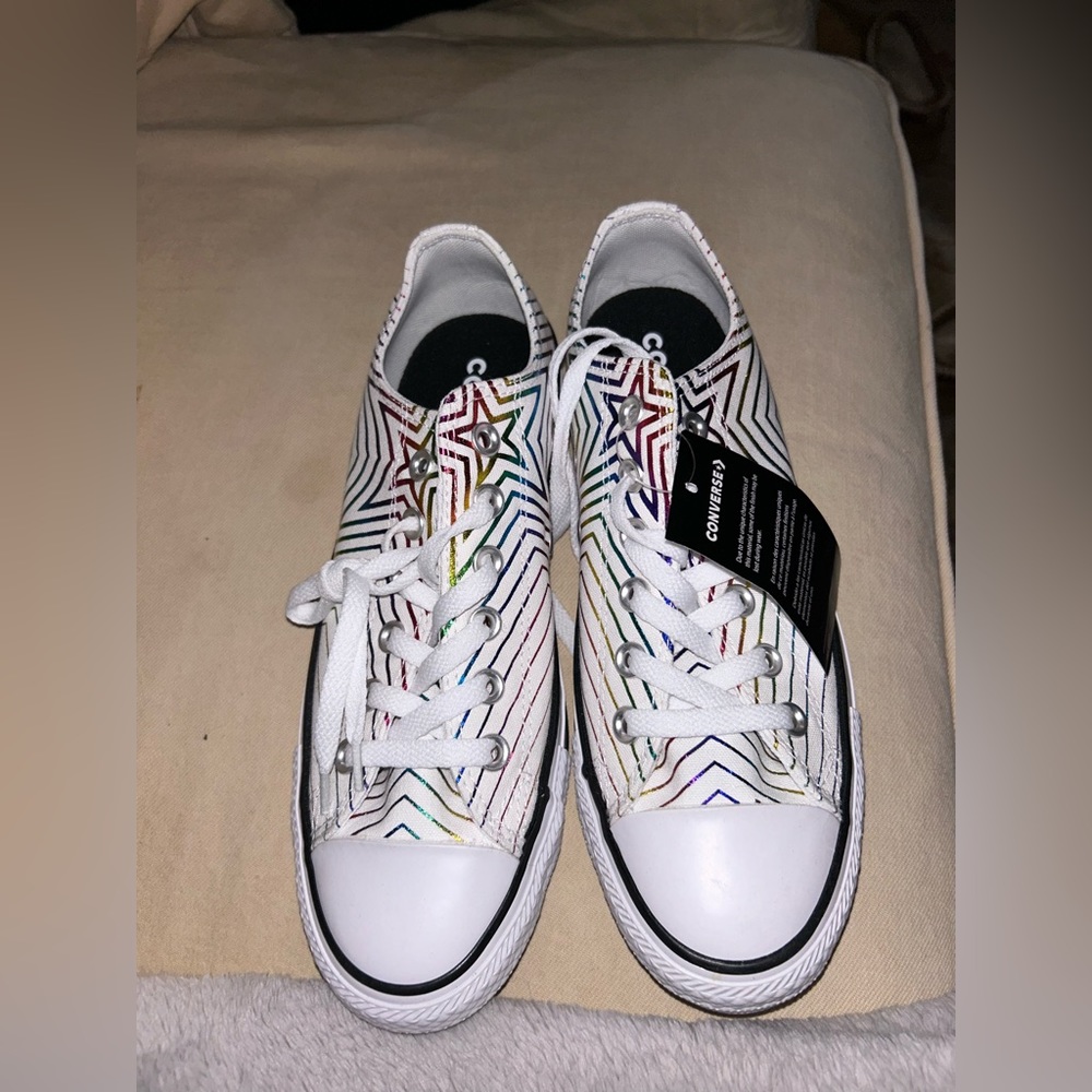 Converse all star vans with rainbow lines